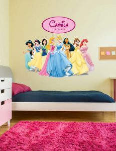 Camila custom name wall sticker with Disney Princesses for girls bedroom