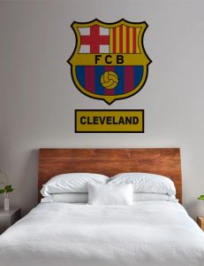 | SL Printing Barcelona FC personalised wall decal custom name football sticker FCB crest