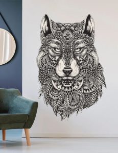 | SL Printing Abstract wolf decal geometric wolf art detailed animal sticker
