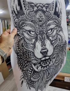 | SL Printing Abstract wolf decal geometric wolf art detailed animal sticker
