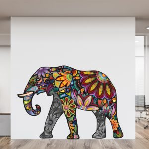 Elephant wall decal colourful mandala sticker for boho room decor