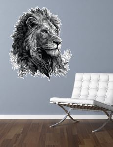 lions head 4 | SL Printing Lion head wall decal black and white graphic sticker monochrome animal decor