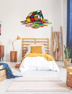 melt rubik 3 | SL Printing Melted rubiks cube decal colourful vector sticker retro gaming decor